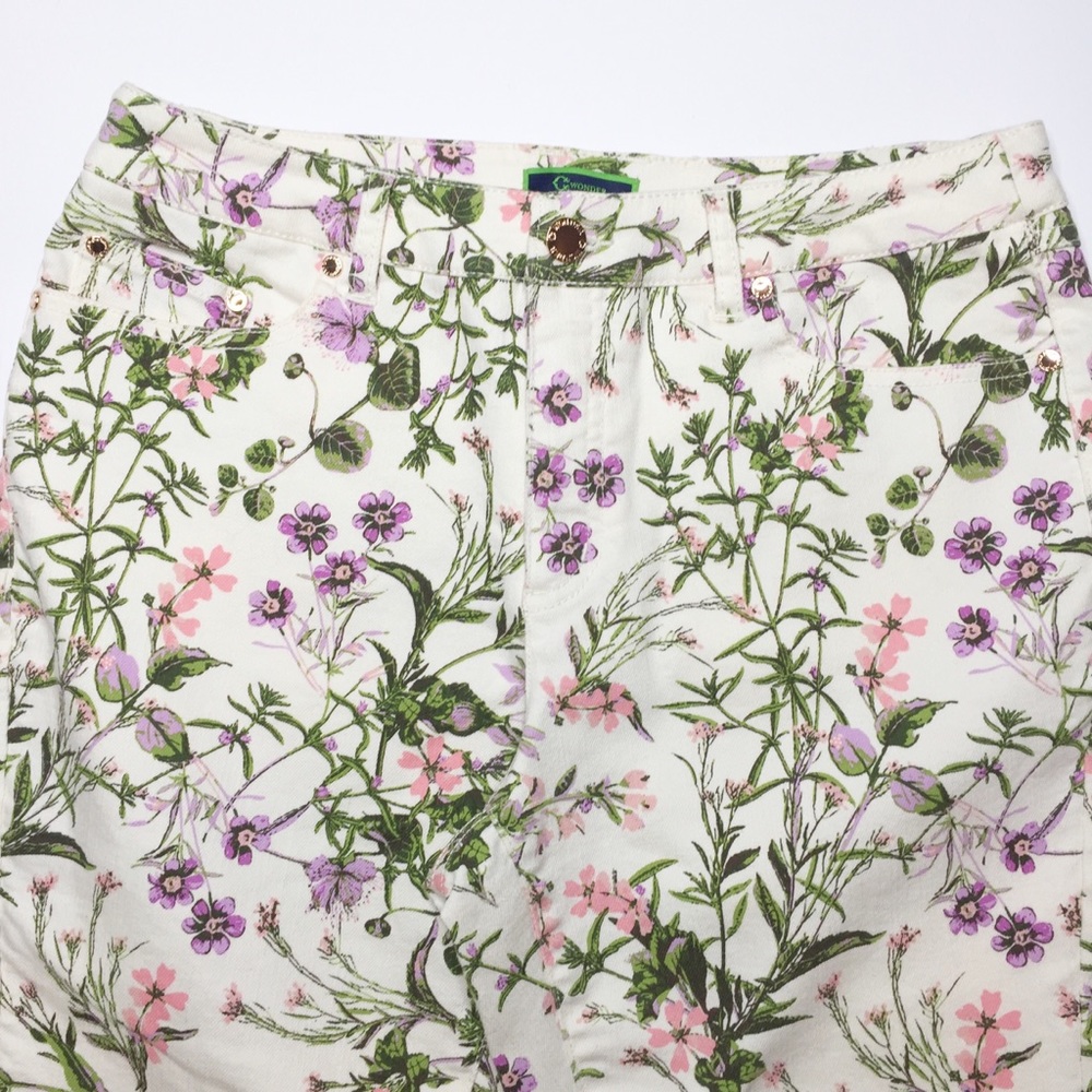 C Wonder floral cropped jeans cream size 10 petite - Picture 2 of 4